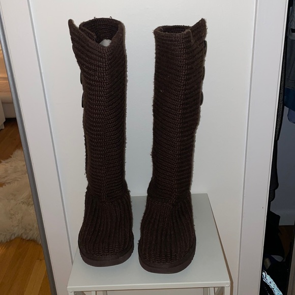 UGG Women's Classic Cardy Brown Boots - Picture 3 of 8
